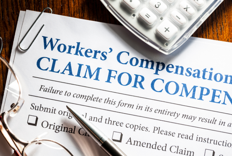 Image is of a workers' compensation application form