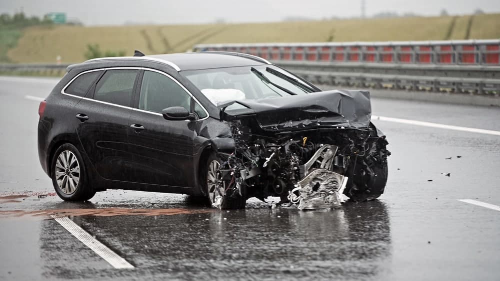 Image is of a severely damaged vehicle after a traffic collision, concept of an Aiken vehicular manslaughter lawyer handling cases involving fatal motor vehicle accidents.